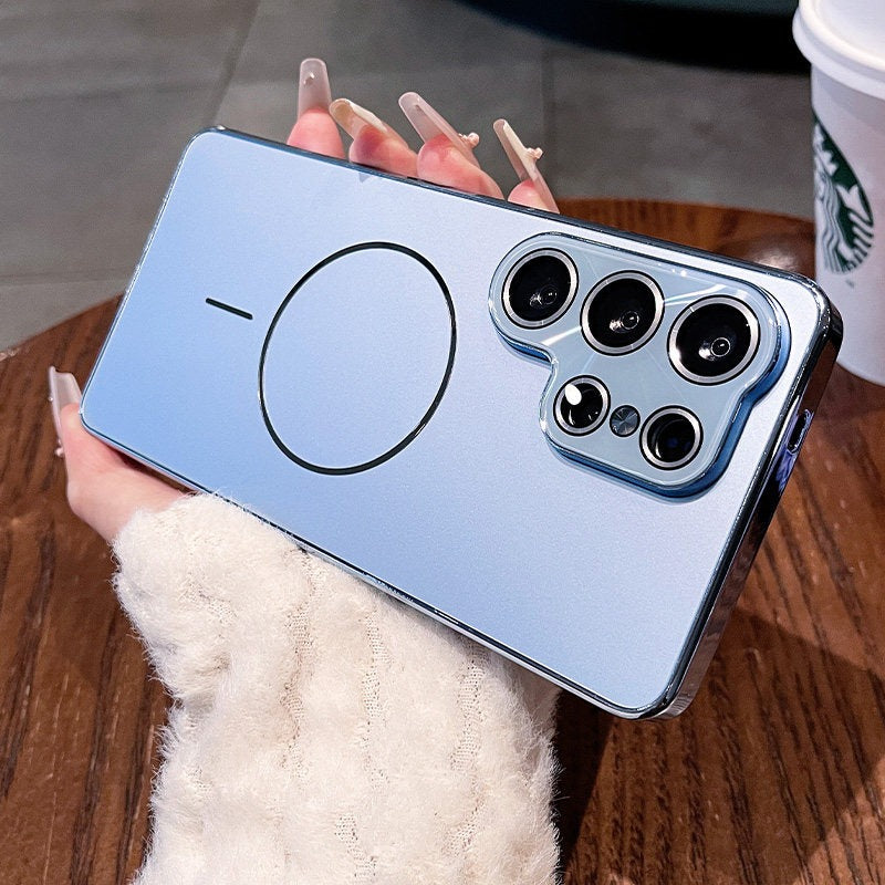 Laser Thin Ring for Samsung S26ultra Phone Case, New S25ultra Integrated Lens Film Full Coverage Protective Case, Samsung Electroplated Edge, Acrylic Back Panel Case, Phone Accessories
