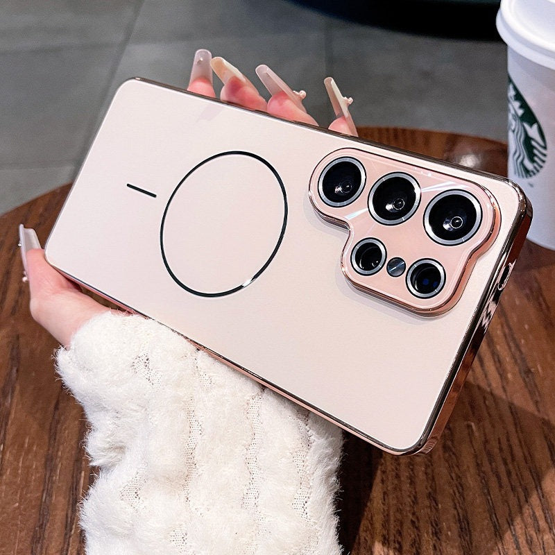 Laser Thin Ring for Samsung S26ultra Phone Case, New S25ultra Integrated Lens Film Full Coverage Protective Case, Samsung Electroplated Edge, Acrylic Back Panel Case, Phone Accessories