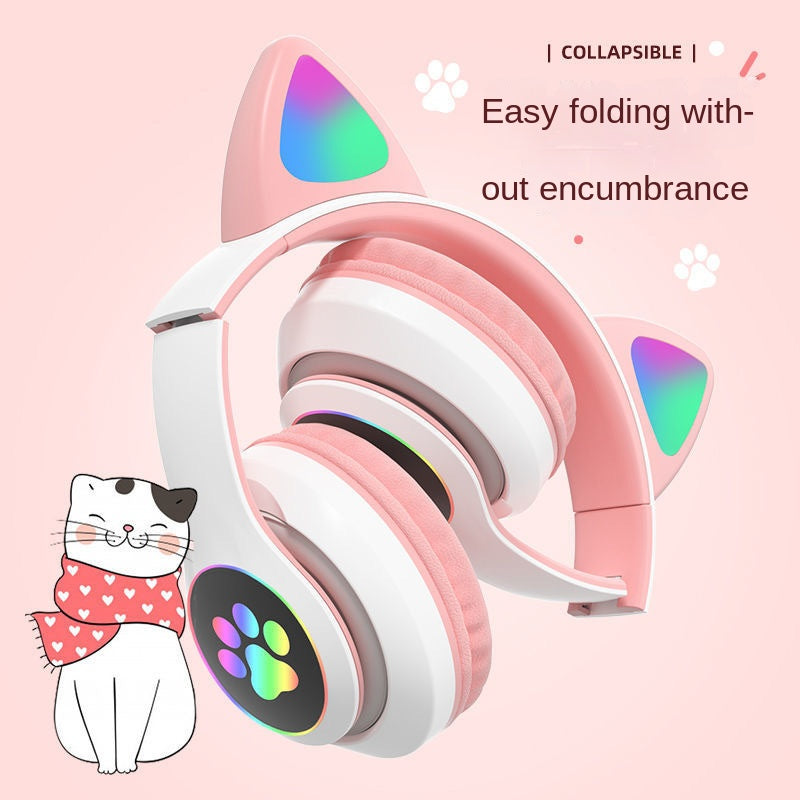 Accessories Cat Ear Luminous Headset STN-28 Girls' Cute Gaming Wireless Headset Bluetooth Headset