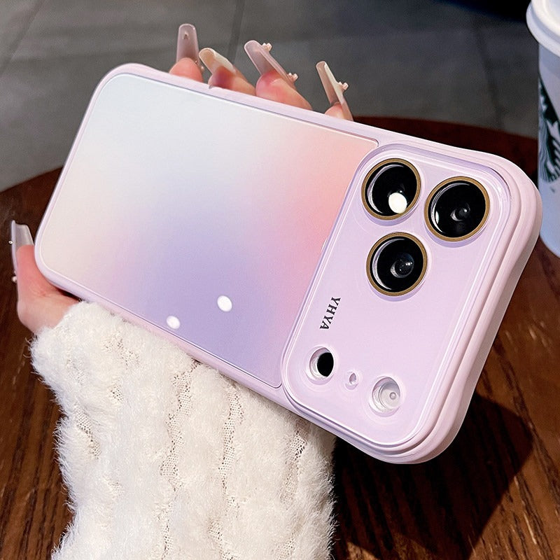 Gradual change smudged glass for iPhone 17promax mobile phone case The new iPhone16 seconds becomes larger Windows integrated lens film 15pro Ice cooling women's case Phone accessories