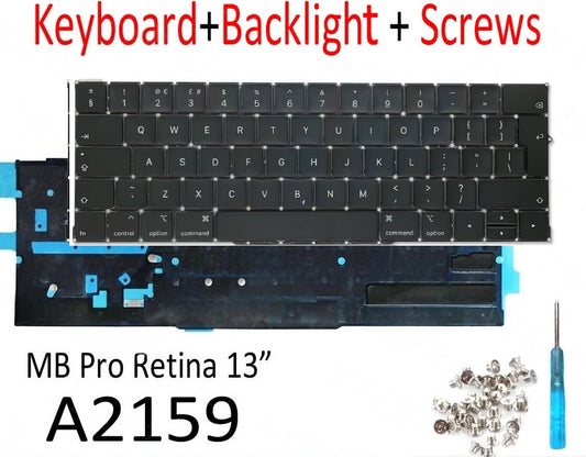 New Laptop A2159 Keyboard with Backlight English US UK EU for MacBook Pro Retina 13.3" EMC 3301 Mid 2019 Year Macbook repair parts