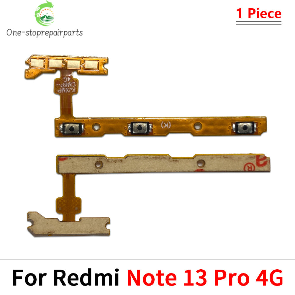 10Pcs, Volume Button Power Switch On Off Button Flex Cable For Xiaomi Redmi Note 13 14 15 Pro Plus 4G 5G Xiaomi  Xiao mi phone repair parts