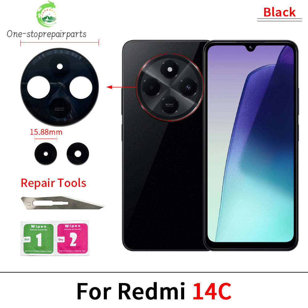 10Pcs, Camera Glass Lens Back Rear Camera Glass Lens with Adhesive For Xiaomi Redmi 12 12C 13 13C 14C 15 15C 4G 5G  Xiaomi  Xiao mi phone repair parts