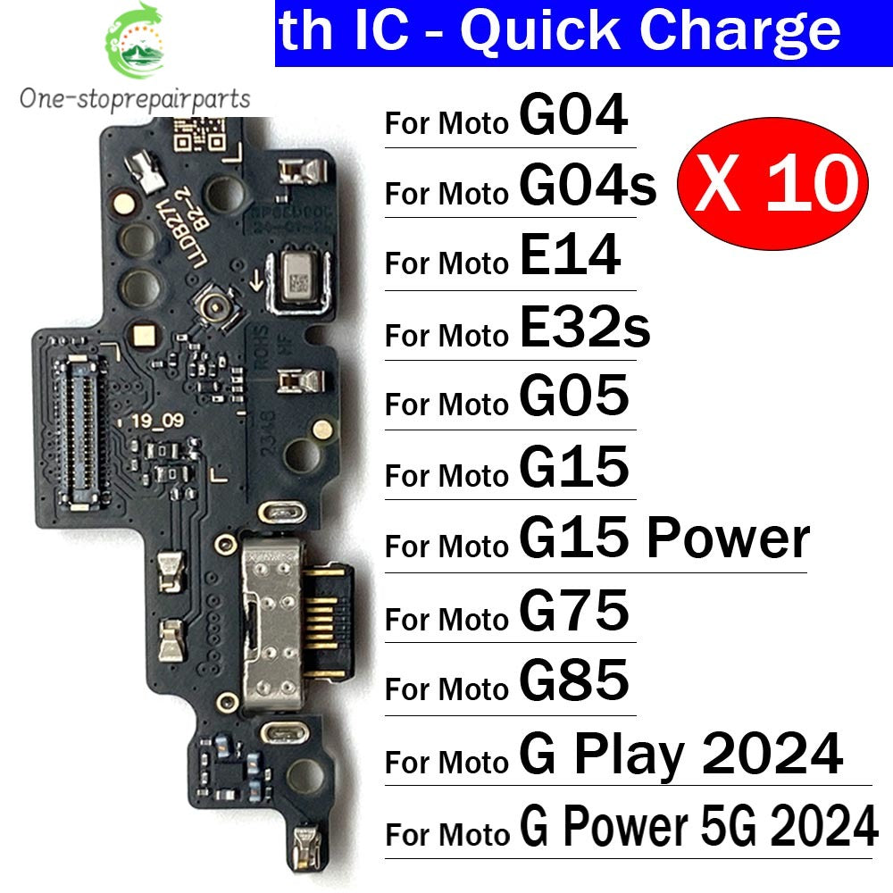 10Pcs, USB Charge Port Dock Connector Charging Board Flex Cable For Moto G04 G04s E14 E32s G05 G15 G85 G75 G Play Power 5G 2024 Motorola phone repair parts