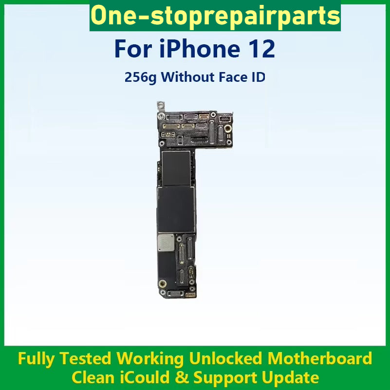 Fully Tested Authentic Motherboard For iPhone 12 64g/128g/256g Unlocked Mainboard With Face ID Cleaned iCloud Support Update iPhone phone repair parts