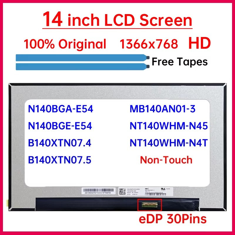 14" Laptop LCD Screen NT140WHM-N45 NT140WHM-N4T N140BGA-E54 N140BGE-E54 B140XTN07.4 B140XTN07.5 MB140AN01-3 Display Matrix Panel Laptop screen replacement