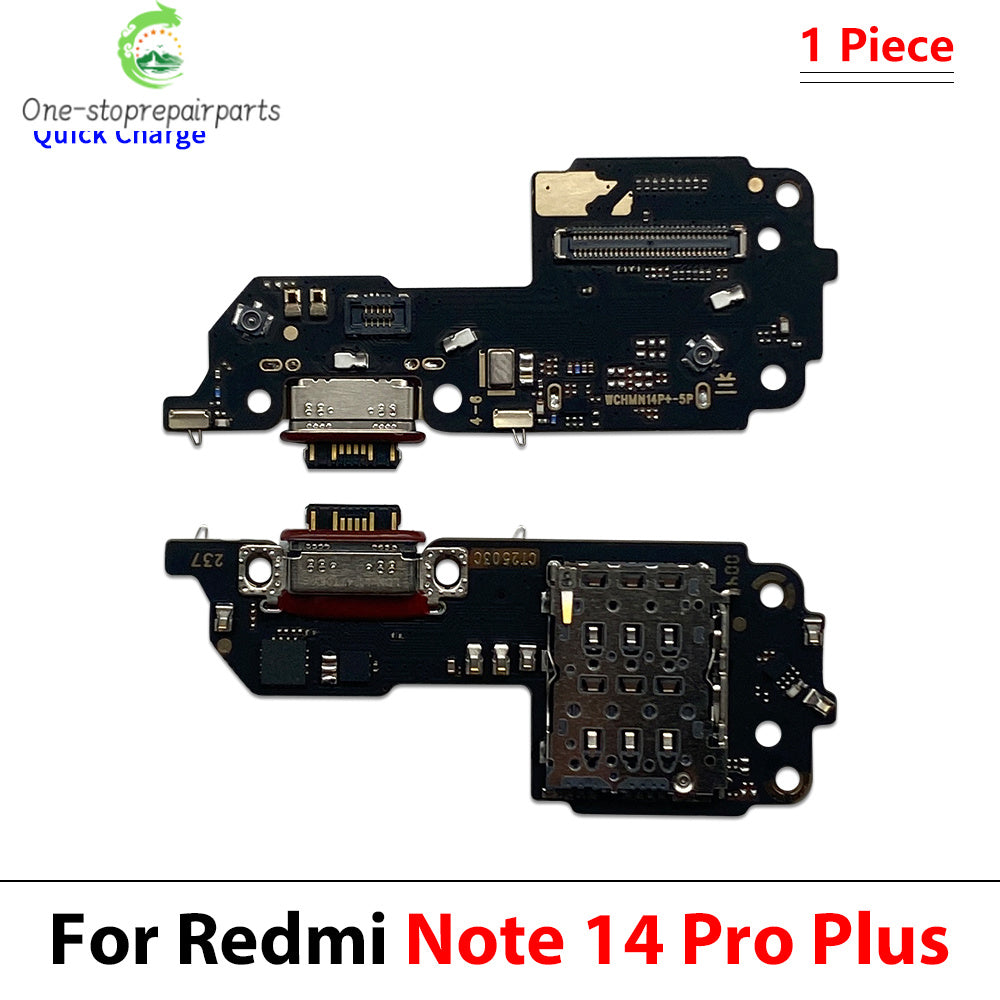 10Pcs Dock Connector Micro USB Charger Charging Port Main Flex Cable Microphone Board For XIaomi Redmi Note 14 Pro Plus 4G 5G  Xiaomi  Xiao mi phone repair parts