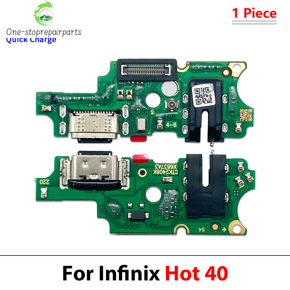 10Pcs, Dock Connector USB Charger Charging Port Flex Cable Microphone Board For Infinix Hot 40 40i 50 50i 60 60i Pro Plus 4G 5G  infinix phone repair parts