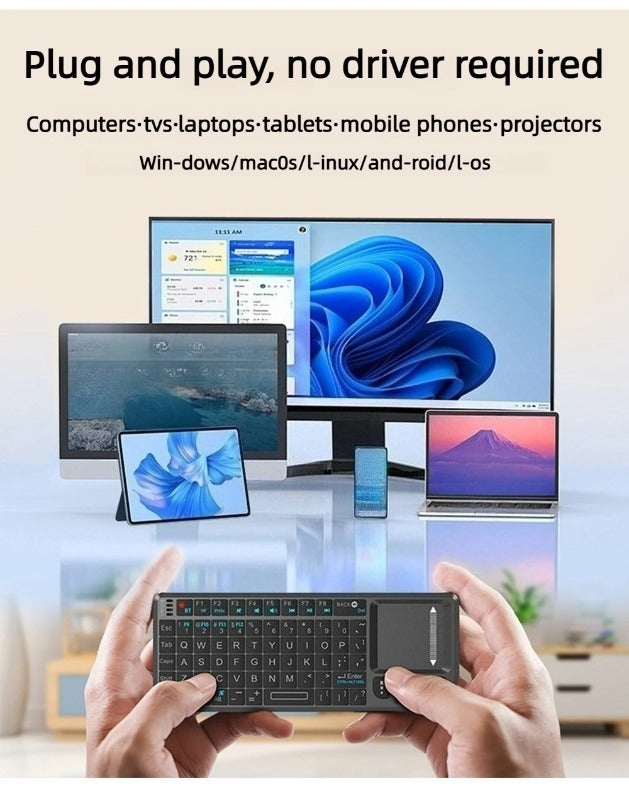 3-in-1 Mini Keyboard Touchpad Laser point Bluetooth 2.4GHz Wireless Combo Android M-AC TV /PC/Tablet/PS-4/Laptop/HTPC/Projector