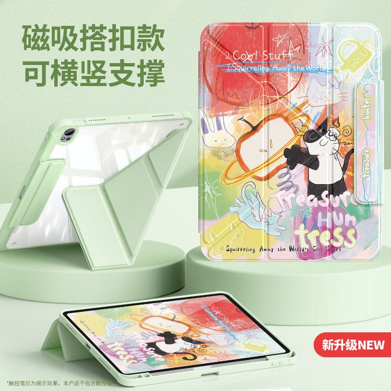 For huawei tablet case 2026 new matepad115s tablet case air12 with pen slot 2024 light and thin 11.5 inch magnetic buckle padpro anti-bend and fall se happy puppy Tablet Accessories