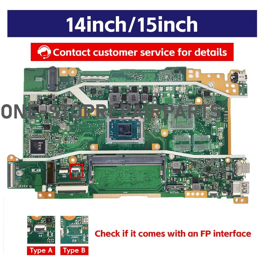X415DA X515DA Motherboard For ASUS VivoBook X415DAP FL8850D X415DA X415D Notebook Mainboard With R3 R5 R7 CPU 100% Tests OK ASUS laptop repair parts
