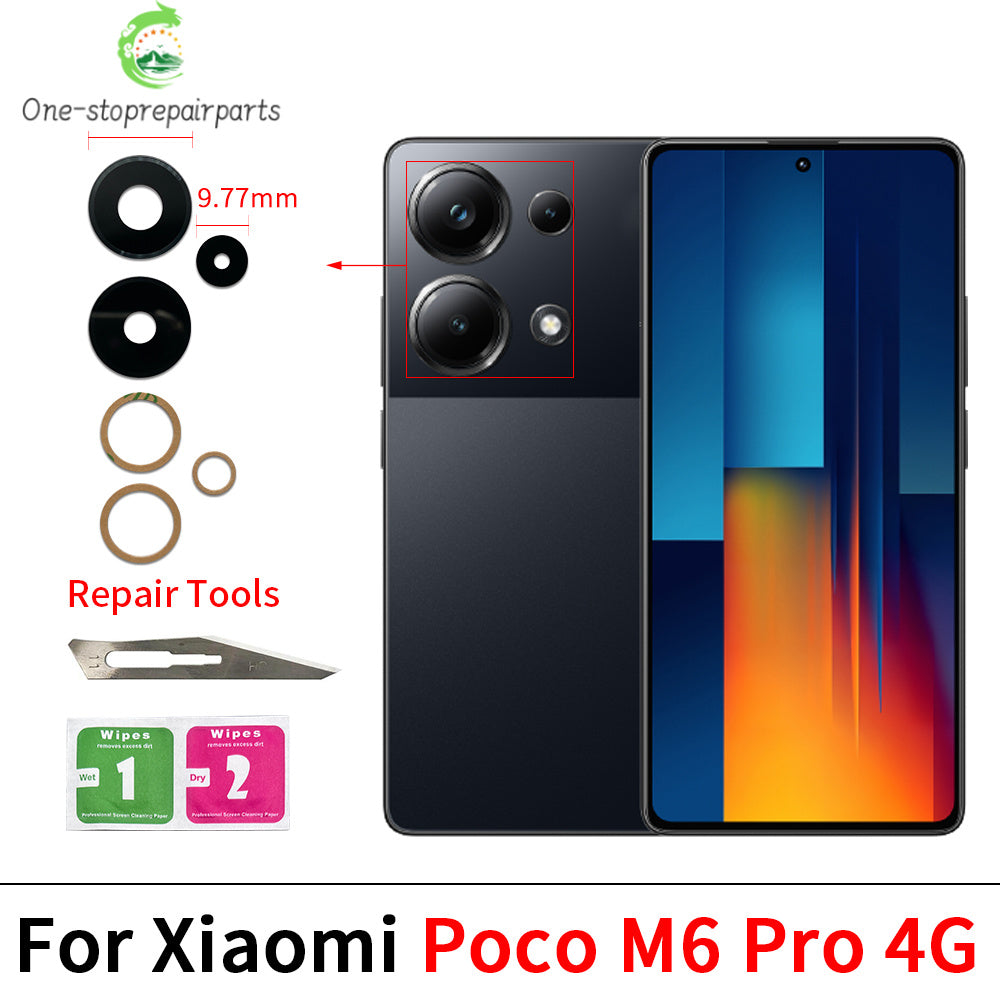 10Pcs/Lot, Back Rear Camera Glass Lens Cover With Adhesive For Xiaomi Poco F5 F6 M5 M5s M6 X5 X6 Pro 4G 5G  Xiaomi  Xiao mi phone repair parts