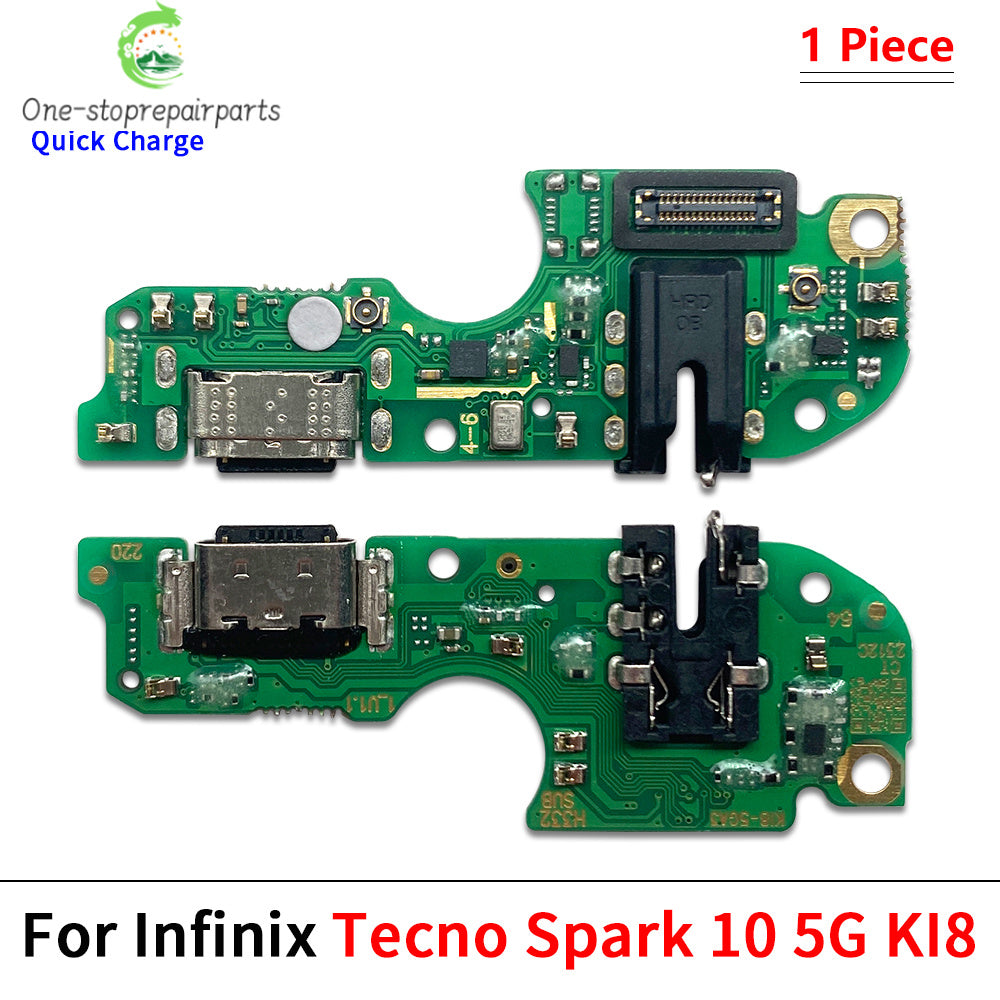10Pcs, USB Charging Port Dock Charger Plug Connector Board Flex Cable For Tecno Spark 10 10C 20 20C 30 30C 40 40C Pro Plus 4G 5G Tecno phone repair parts