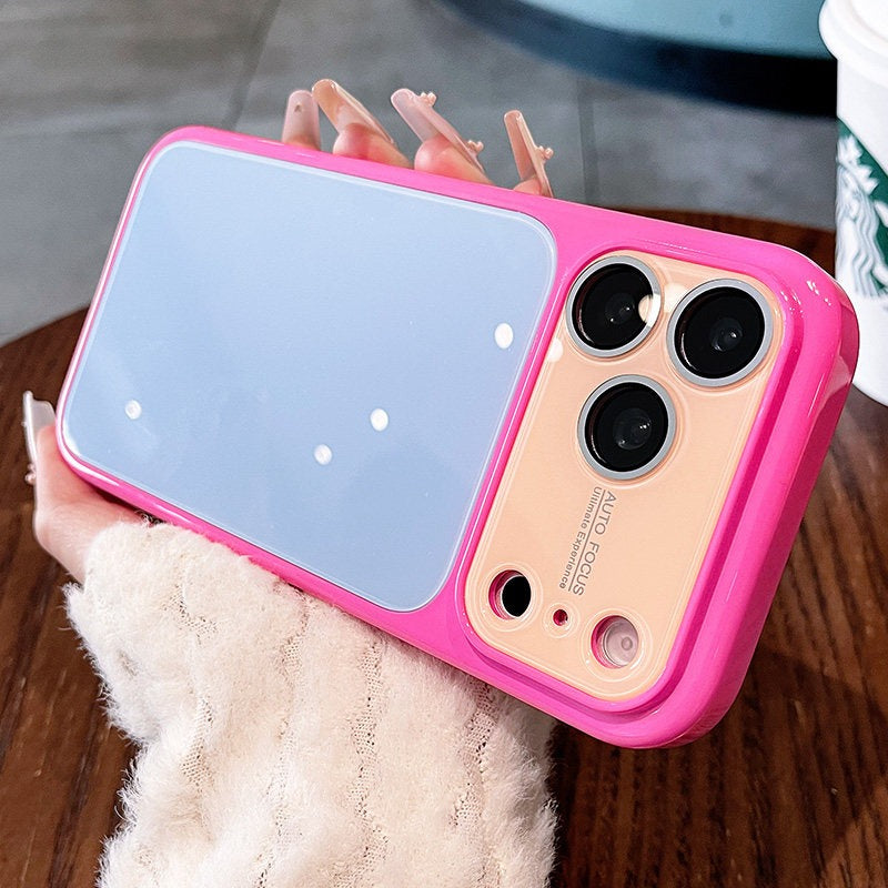 Spring and summer dopamine contrast color for iPhone 17 seconds change 17pro lens frame new mobile phone case iPhone16 integrated lens film solid color jelly anti-drop 15 explosive case Phone accessories