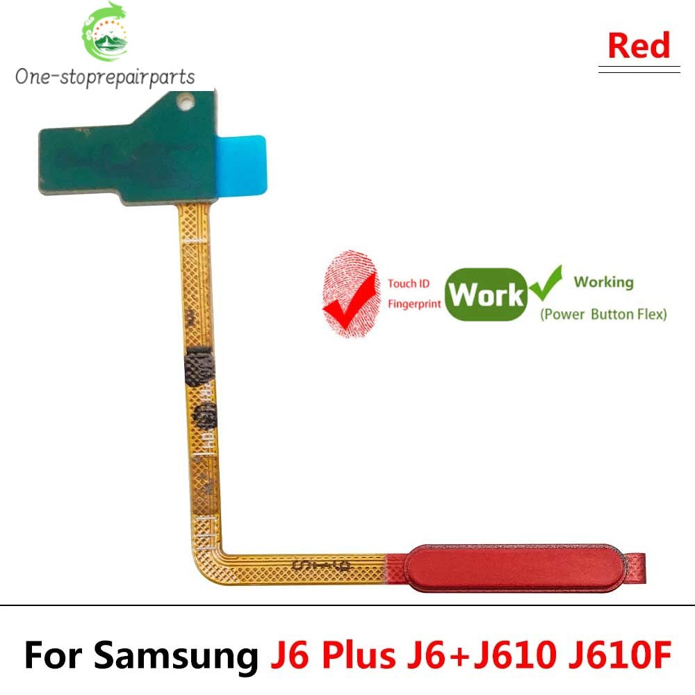 10Pcs/Lot, Home Button FingerPrint Touch ID Sensor Power Flex Cable Ribbon For Samsung J6 Plus J6+ J6plus J610 J610F Samsung phone repair parts