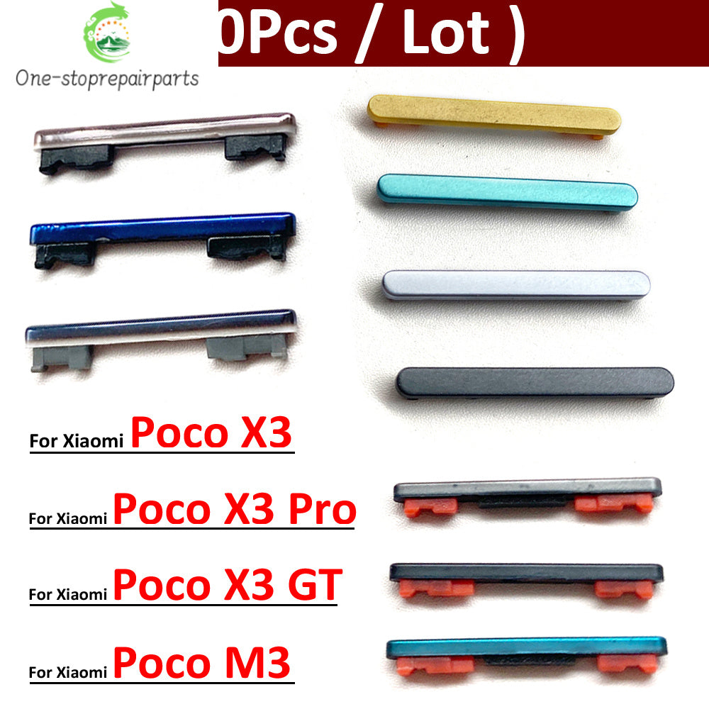 10Pcs, Side Power Button + Volume Side Button For Xiaomi Mi Poco X3 Pro GT M3  Xiaomi  Xiao mi phone repair parts