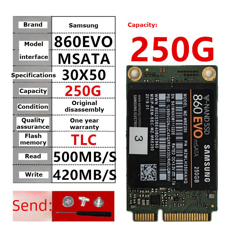Laptop SSD for Samsung PM851 128G 256G 512G MSATA  TLC  MLC  64G 32G Toshiba Hynix Kingston Micron SanDisk solid state disk