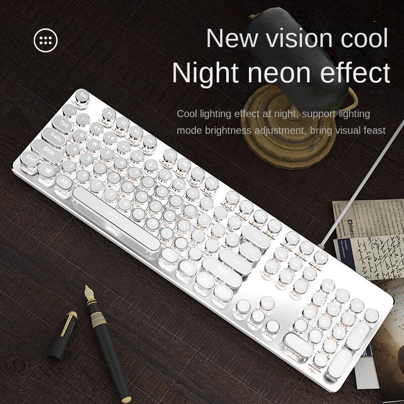 E-sports wired mechanical keyboard Metal key cap Mechanical shaft keyboard mouse headset Punk game keyboard mouse