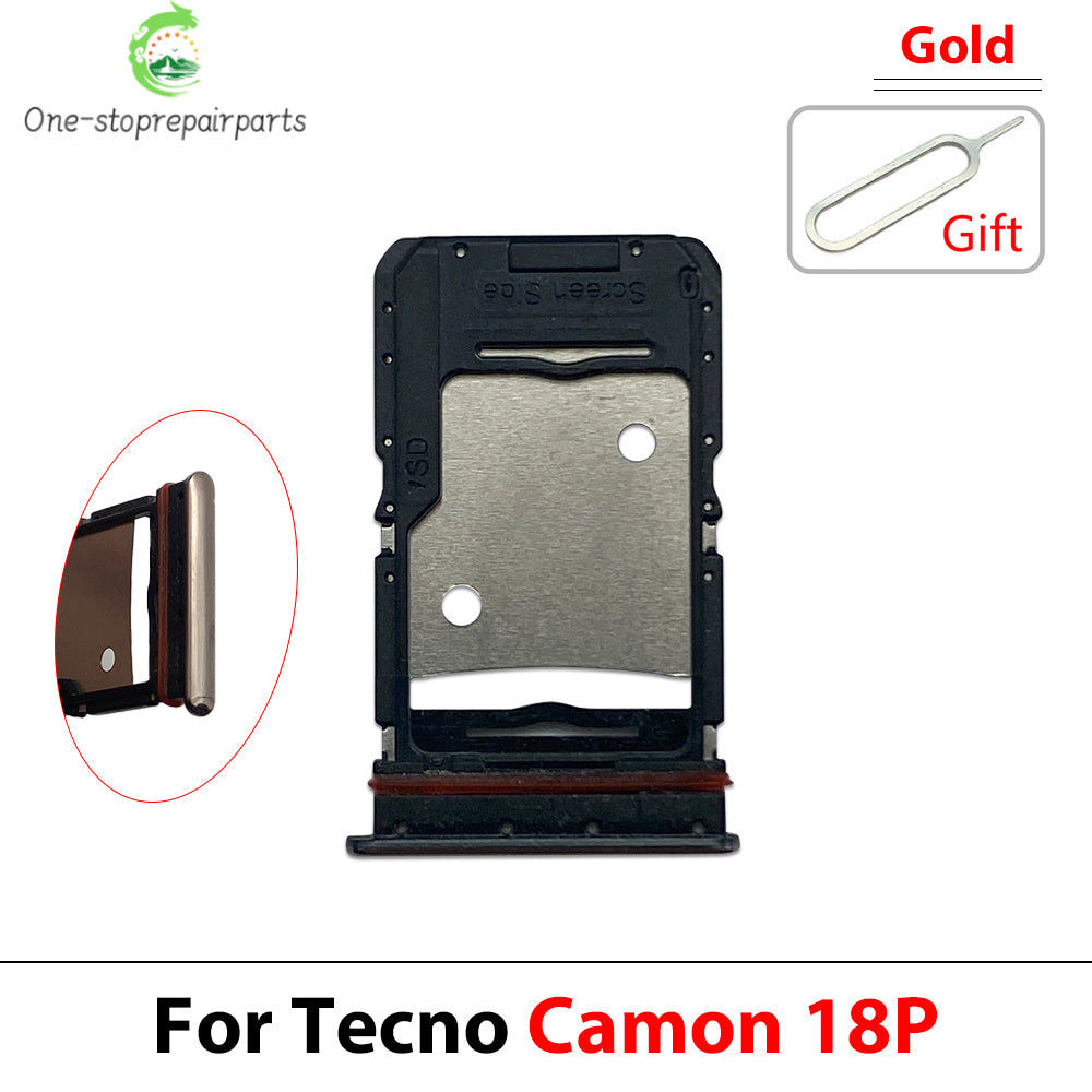 10Pcs, SIM Card Tray Slot Holder Adapter Accessories For Tecno Camon 16 17 17P 18 18P 19 20 Pro Neo Premier Tecno phone repair parts