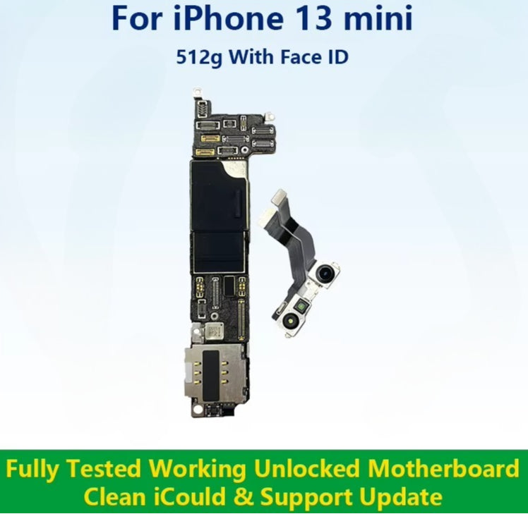 Fully Tested Authentic Motherboard For iPhone 13mini 128g/256g/512g Unlocked Mainboard With Face ID Cleaned iCloud Fast Shipping iPhone phone repair parts