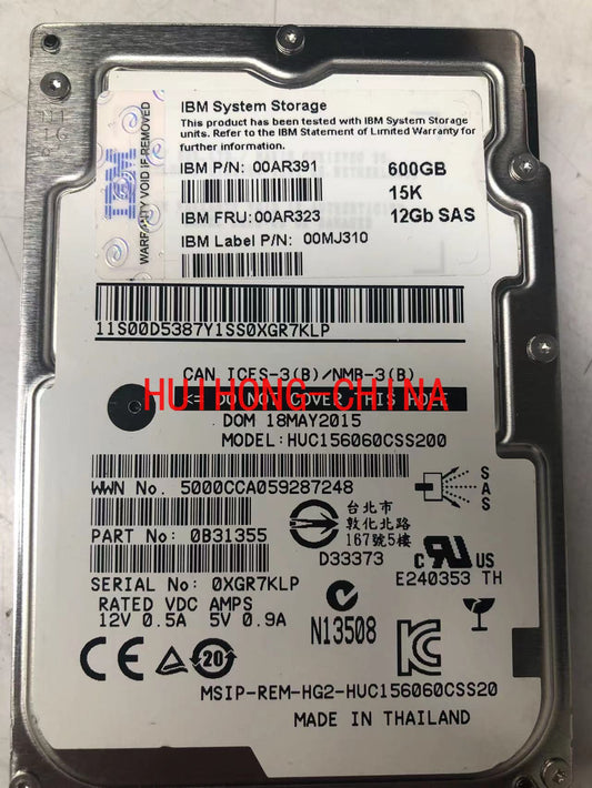 Servicer IBM 600gb server hard disk 2.5 inch SAS 15k 00AR323 HUC156060CSS200 600g
