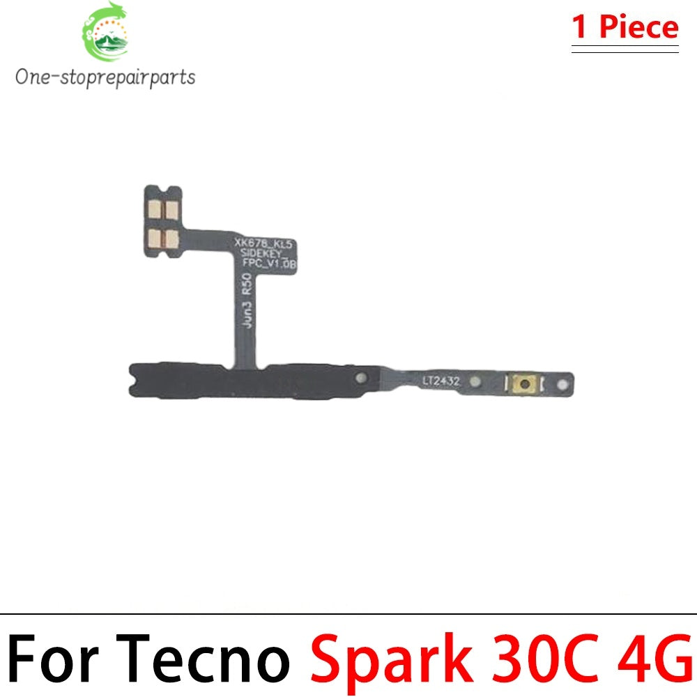 10Pcs, Power On Off Volume Key Button Flex Cable For Infinix Tecno Spark 7 8 8C 10 10C 20 20C 30C Pro Go 2020 2022 2023 2024  infinix phone repair parts