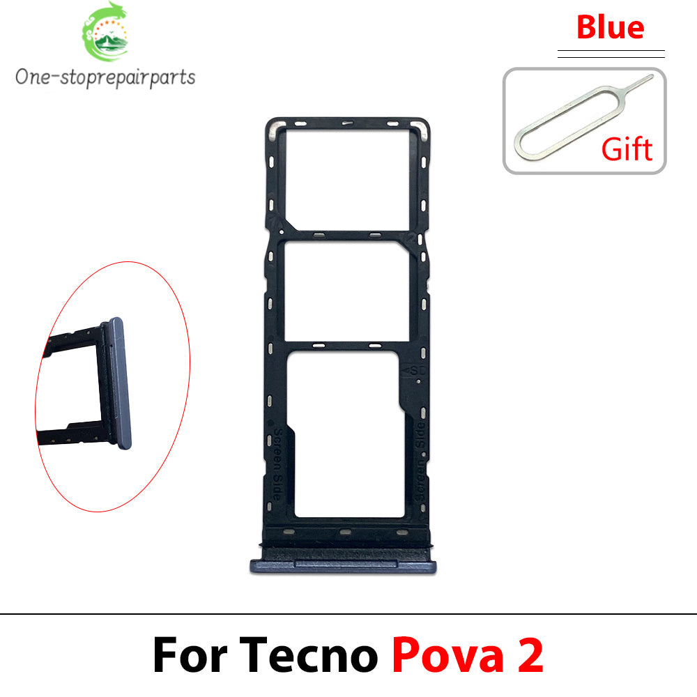 SIM Card Tray Slot Holder Adapter Accessories For Tecno Pop 5 6 7 Pova 2 3 4 5 Neo Pro Tecno phone repair parts