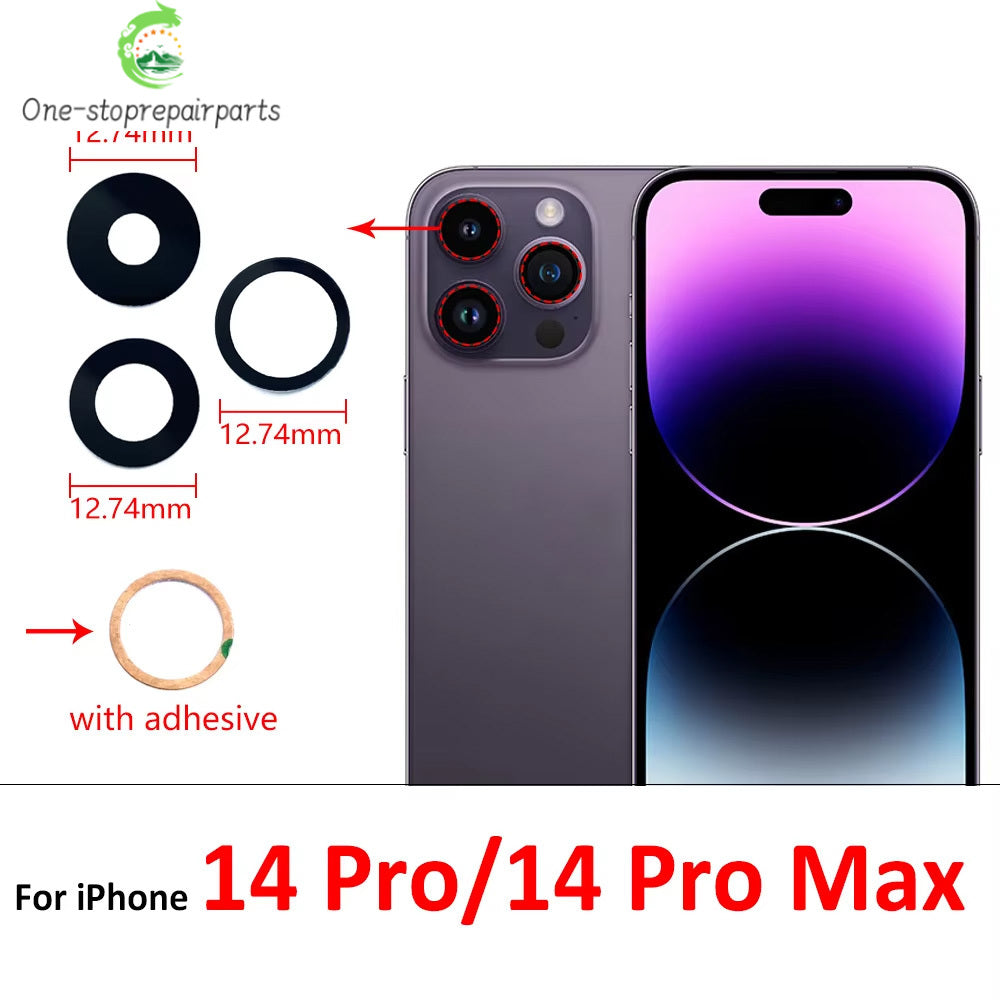 10Pcs, Camera Glass Lens Back Rear Camera Glass Lens For iPhone 11 12 13 14 15 16 17 Pro Max Plus Mini With Sticker Adhesive iPhone phone repair parts