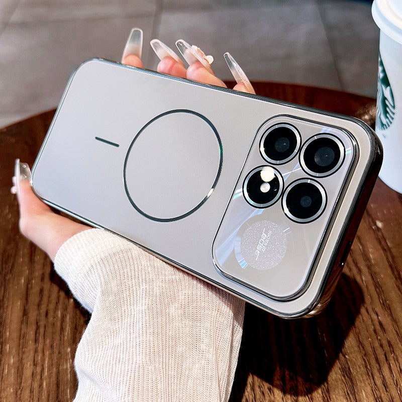 Laser thin ring For Redmi K100pro mobile phone case New k90 pro max integrated lens film all-inclusive protective case k80pro electroplated acrylic backplane case Phone Accessories
