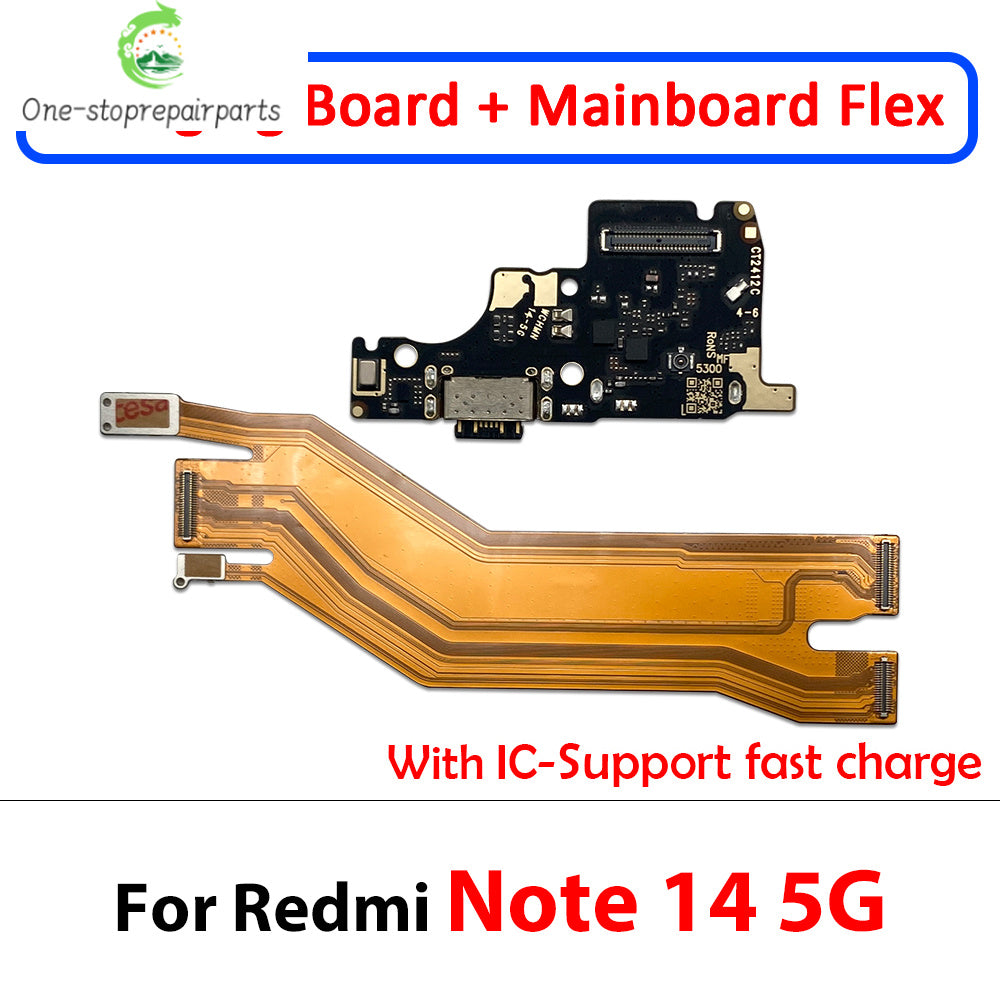 10Pcs Dock Connector Micro USB Charger Charging Port Main Flex Cable Microphone Board For XIaomi Redmi Note 14 Pro Plus 4G 5G  Xiaomi  Xiao mi phone repair parts