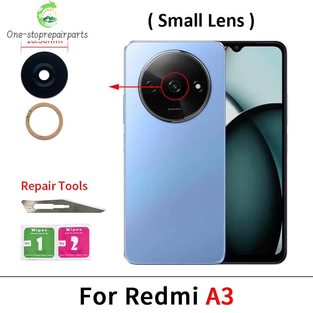 New For Redmi A1 A2 A3 A5 Plus Rear Back Camera Glass Lens With Ahesive Sticker Redmi phone repair parts