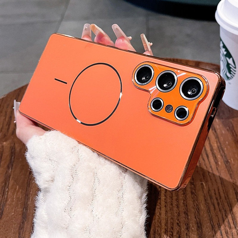 Laser Thin Ring for Samsung S26ultra Phone Case, New S25ultra Integrated Lens Film Full Coverage Protective Case, Samsung Electroplated Edge, Acrylic Back Panel Case, Phone Accessories
