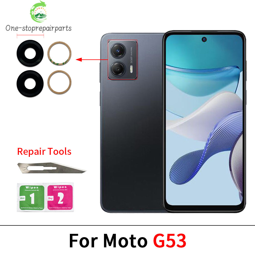 100Pcs, Back Rear Camera Glass Lens With Adhesive For Moto G22 G32 G42 G52 G62 G13 G23 G53 G73 G14 G24 G34 G54 G84 G04 G82 5G Motorola phone repair parts