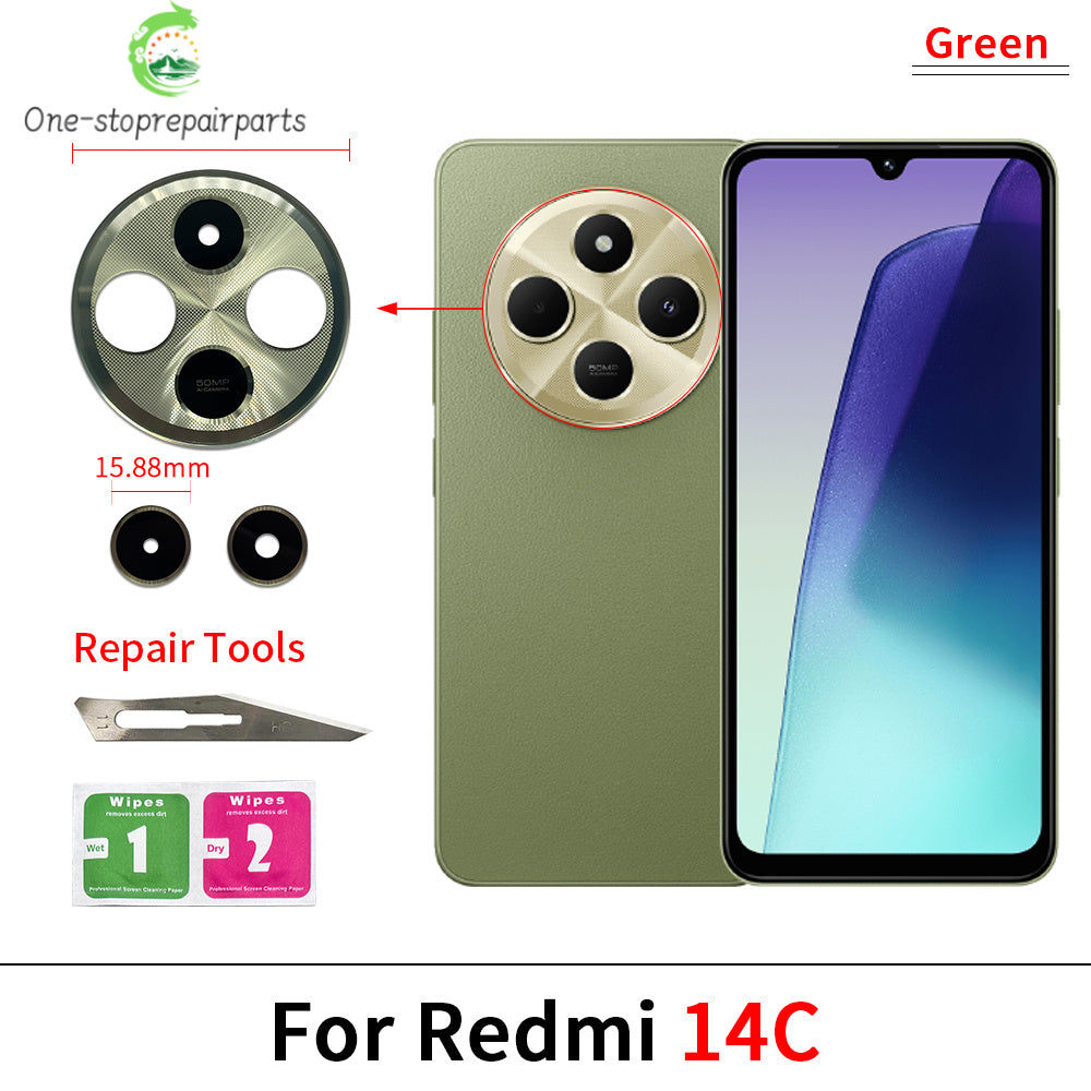 New Rear Back Camera Glass Lens For Xiaomi Redmi 12 12C 13 13C 14C 15 15C 4G 5G Camera Glass With Glue Adhesive  Xiaomi  Xiao mi phone repair parts