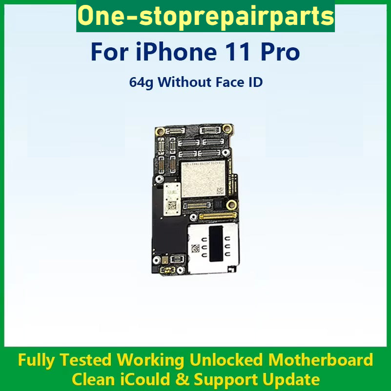 Fully Tested Authentic Motherboard For iPhone 11 Pro Max 64g/256g Unlocked Mainboard With Face ID Cleaned iCloud Fast Shipping iPhone phone repair parts