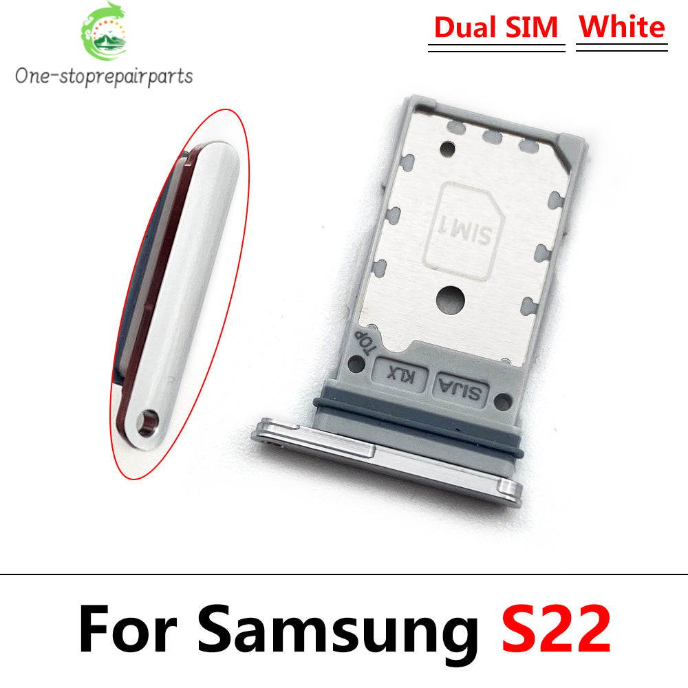 10Pcs/Lot, Micro Nano Dual SIM Card Holder Tray Slot Holder Adapter Socket For Samsung S22 / S22 Plus / S22 Ultra Samsung phone repair parts