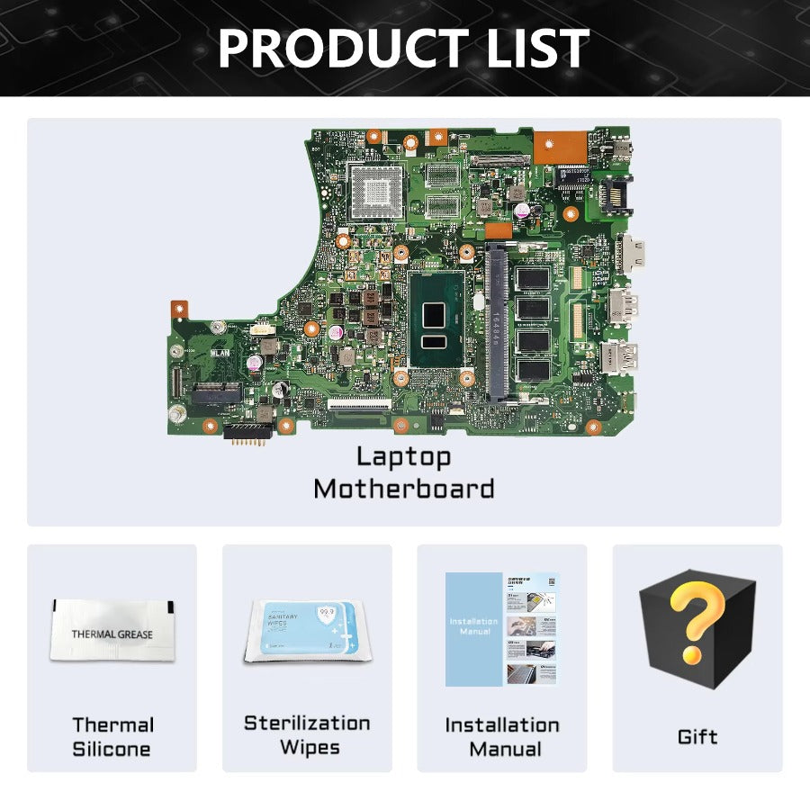 X556UA Motherboard For ASUS X556UV X556UJ FL5900U VM591U A556U X556UB X556UQ X555UV X556UR X556UQK X556U Mainboard I3 I5 I7  ASUS laptop repair parts