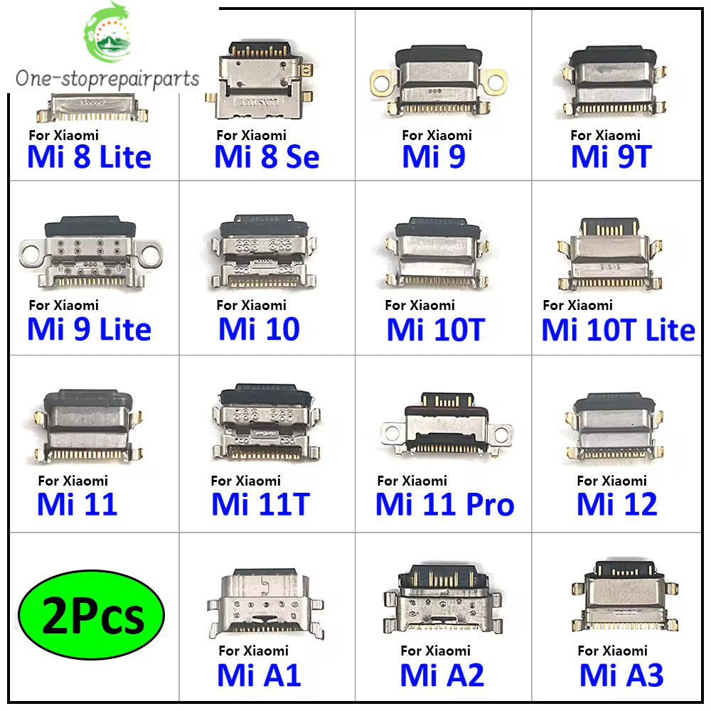 2Pcs, For Xiaomi Mi 8 9 Se 9T 10 10T 11 11T 12 Lite Pro Mi A1 A2 A3 USB Charging Port Connector Charge Jack Socket Dock Xiaomi  Xiao mi phone repair parts