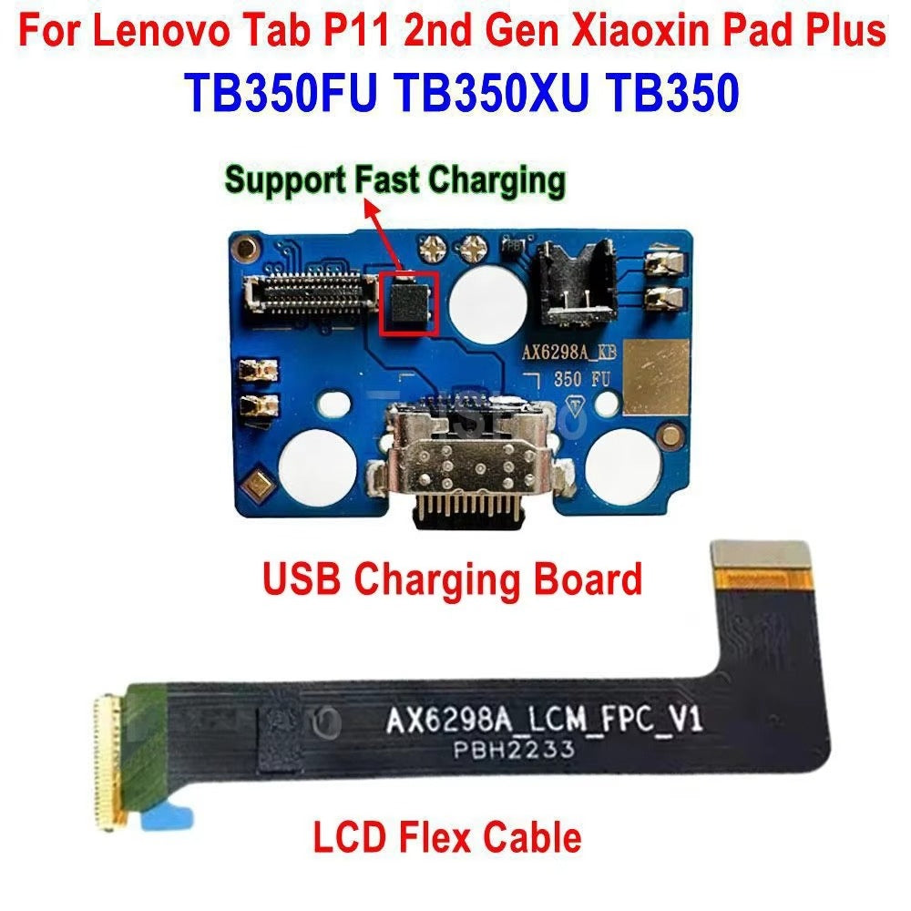 USB Charging Port Connector Charge Dock Board LCD Screen Flex Cable For Lenovo Xiaoxin Pad Plus 2023 TB350FU TB350XU TB350 Lenovo Tablet repair parts