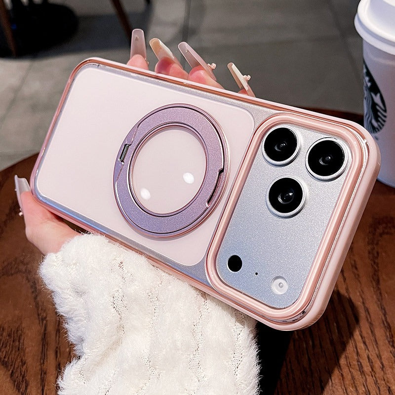 Transparent jelly holder For iPhone 18promax mobile phone case New iPhone17 women's large hole frame dopamine anti-drop protective case 16pro simple niche case Phone Accessories