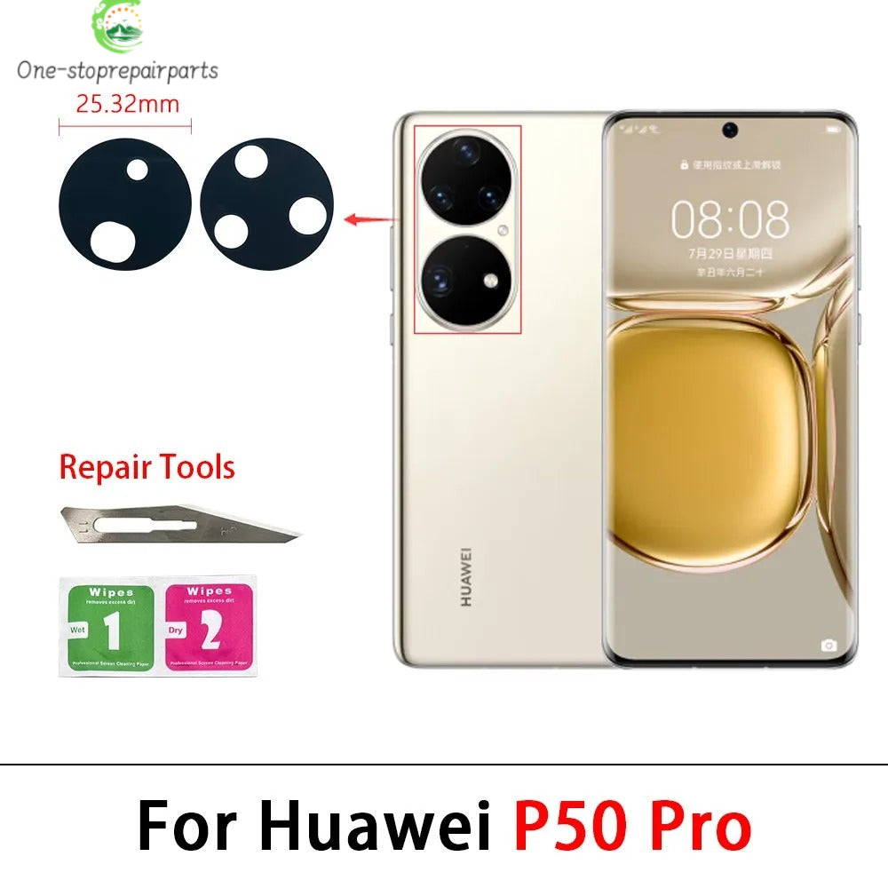 For Huawei P20 P30 P40 P50 Pro Lite E 5G Back Rear Glass Camera Lens With Adhesive Replacement Huawei phone repair parts
