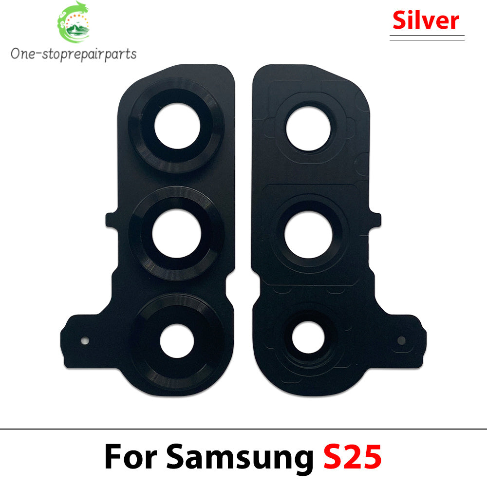 New Rear Camera Glass Lens Cover With Frame Holder with Sticker For Samsung S25 Plus S25 Ultra Replacement Parts Samsung phone repair parts