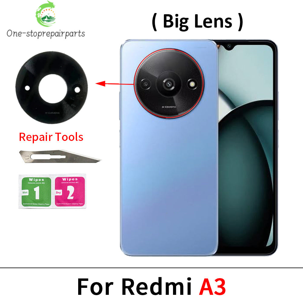 New For Redmi A1 A2 A3 A5 Plus Rear Back Camera Glass Lens With Ahesive Sticker Redmi phone repair parts