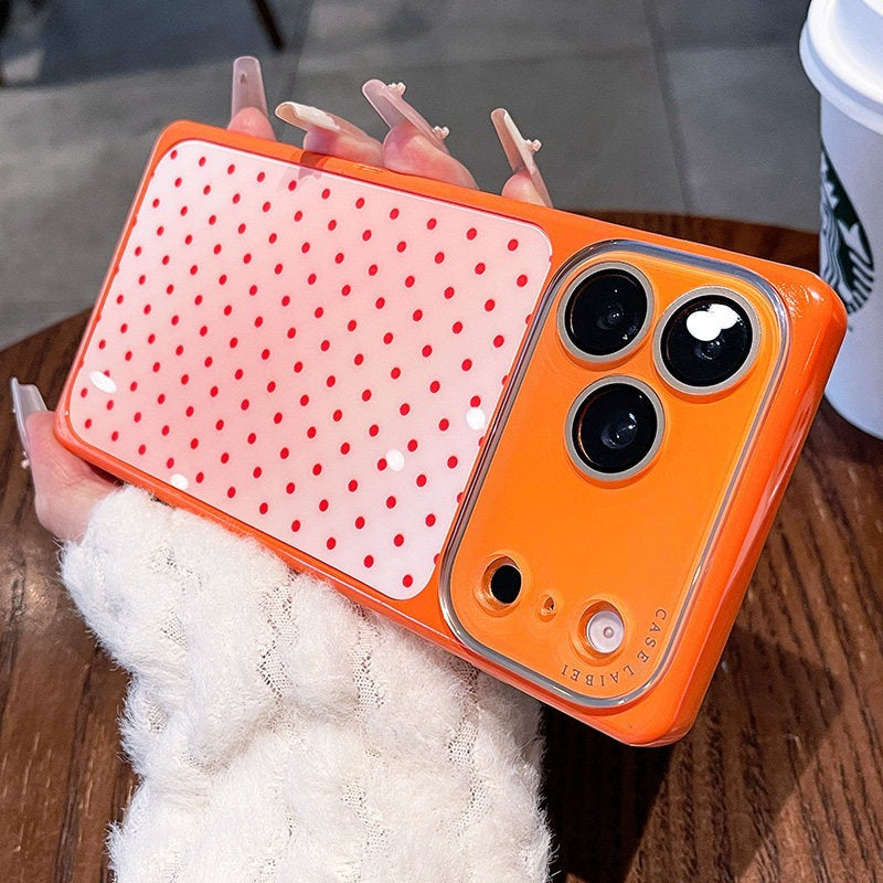 Square shell polka dot for iPhone 17promax mobile phone case The new iPhone16 seconds becomes larger Windows gradually change smudge women's case 15pro integrated lens film case Phone accessories