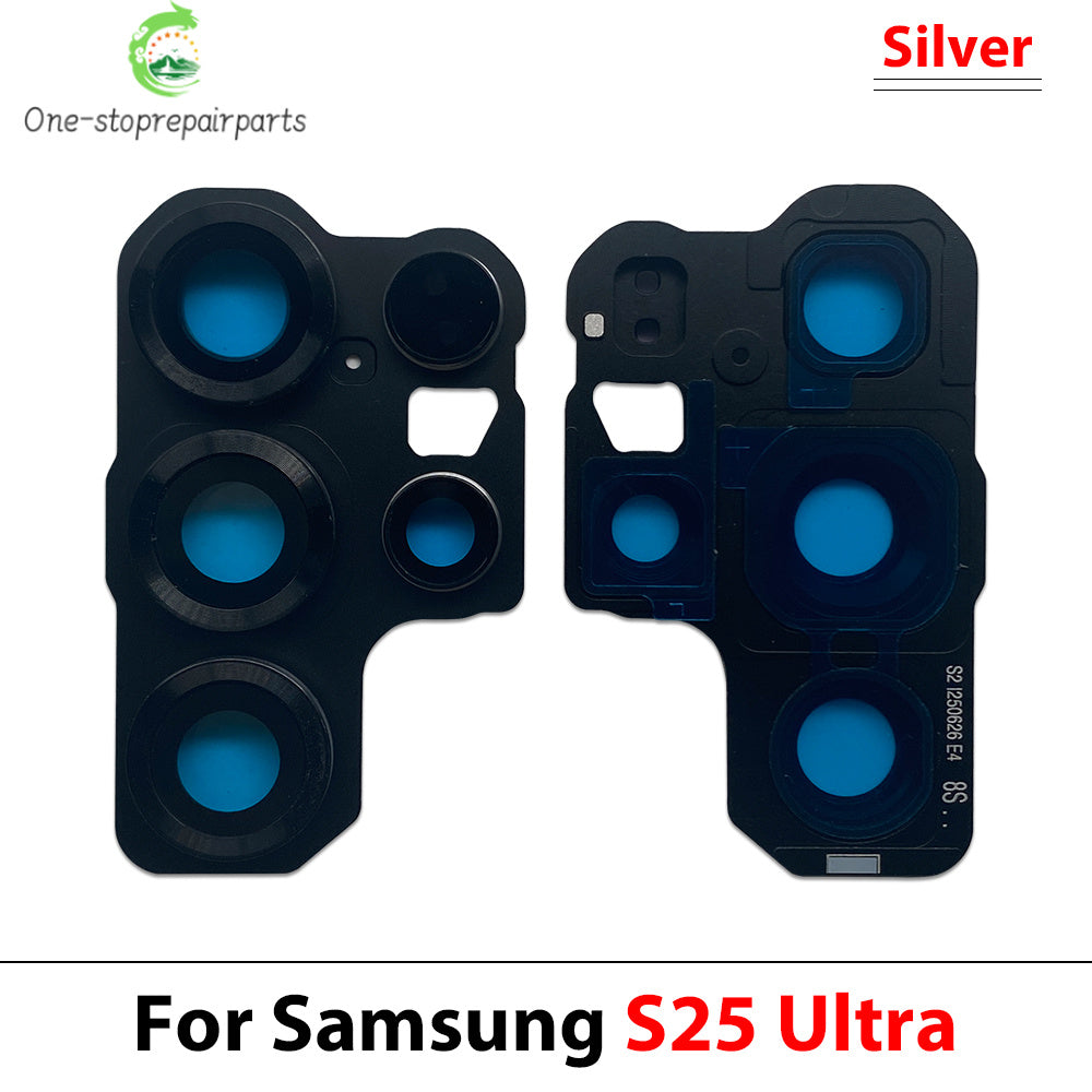 New Rear Camera Glass Lens Cover With Frame Holder with Sticker For Samsung S25 Plus S25 Ultra Replacement Parts Samsung phone repair parts