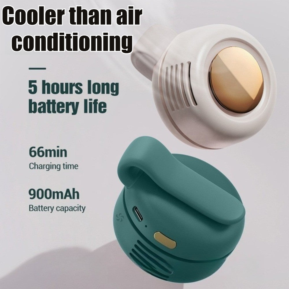 Built-in 60 Blades fan 3 Wind Speed Whirlwind Type-c charging mini fan Clamp fan 360° Rotation Clamp collar Hang around the waist Portable Hook rechargable Fan MF019