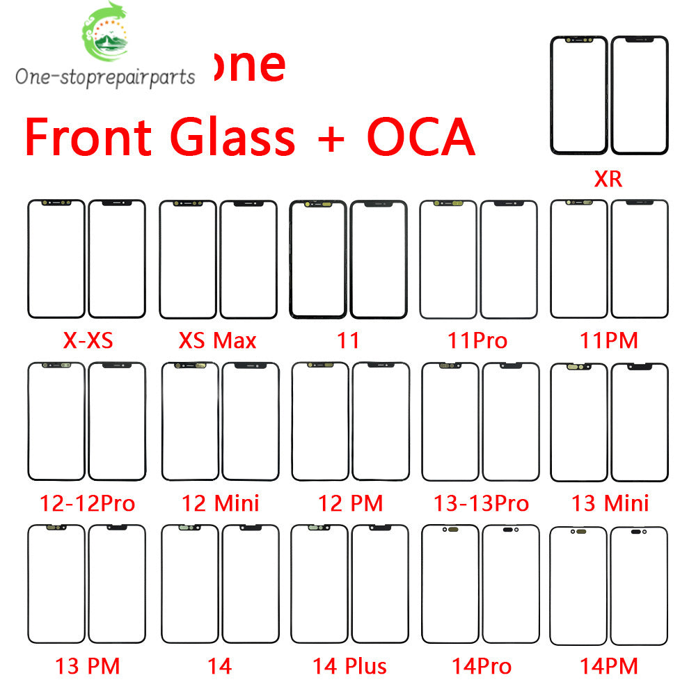 New Front Screen Outer Glass With OCA For iPhone X XS MAX XR 11 12 13 14 Pro Max Mini Plus Phone Repair iPhone phone repair parts