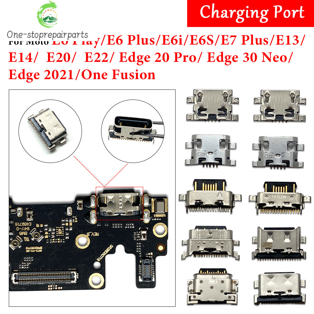 2Pcs, Charger USB Charging Port Dock Connector Socket For Moto Edge 20 30 40 50 Neo E6 E6s E7 E13 E14 E20 E30 E32 E22 Plus Play Motorola phone repair parts