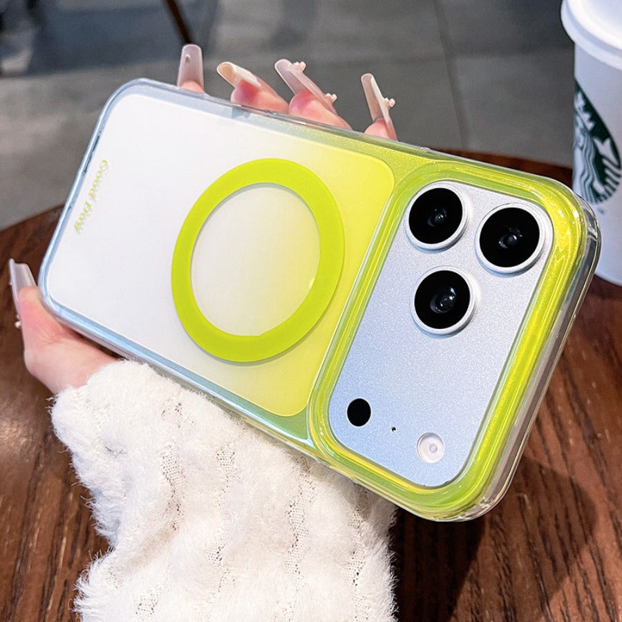 Macaron gradual change magnetic suction for iPhone 17promax mobile phone case new iPhone160 spring and summer smudge gradual change magnetic suction case 15pro girl heart case Phone accessories
