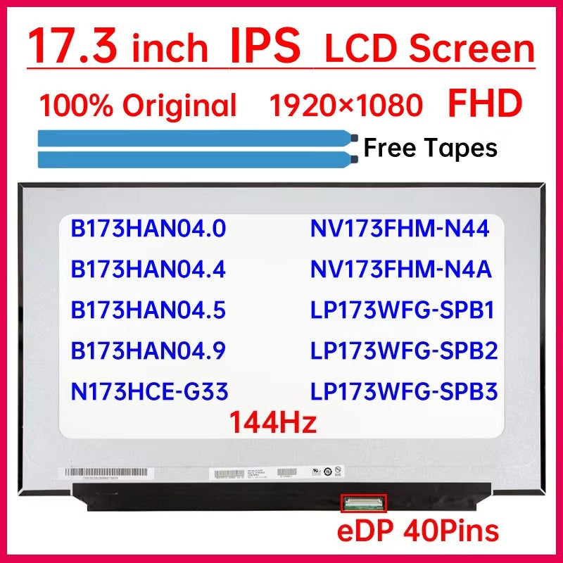 17.3" 144Hz Laptop LCD Screen N173HCE-G33 NV173FHM-N44 N4A B173HAN04.0 04.4 B173HAN04.9 LP173WFG-SPB1 B2 B3 Display Matrix Panel Laptop screen replacement